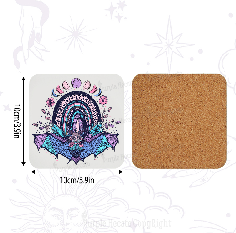 Purplehecate Moon Phase Bat Coaster
