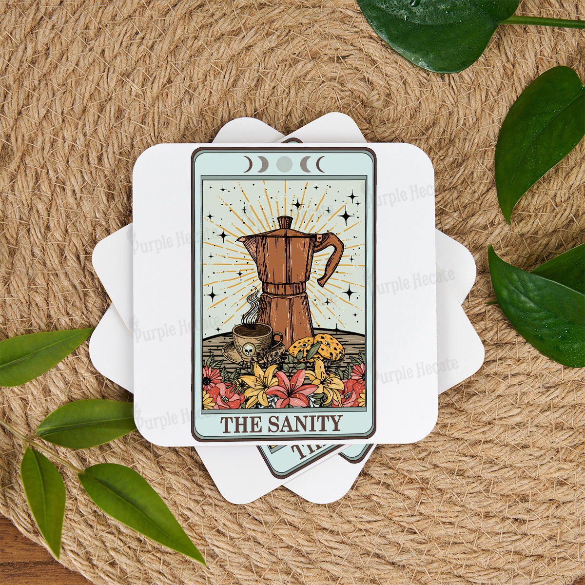 Purplehecate The Sanity Food Tarot Coaster