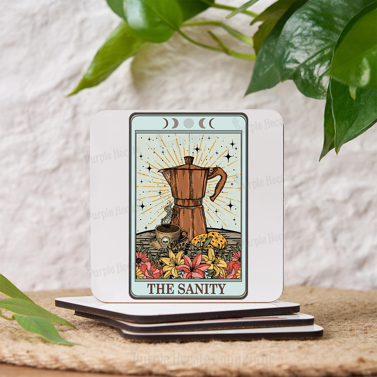 Purplehecate The Sanity Food Tarot Coaster