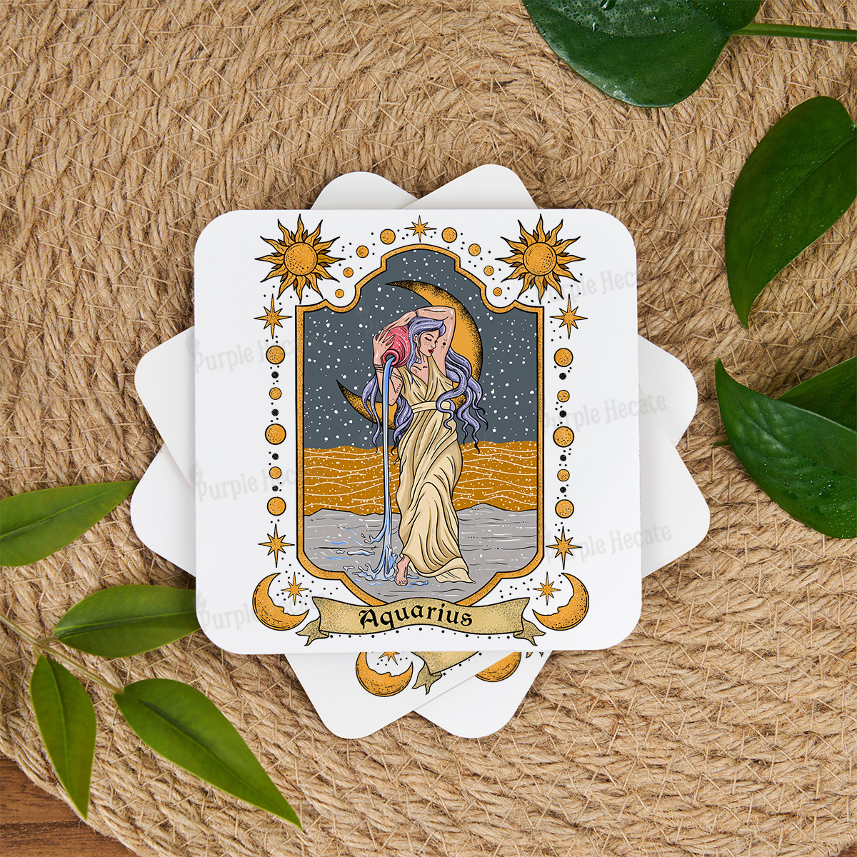 Purplehecate Aquarius Zodia Coaster