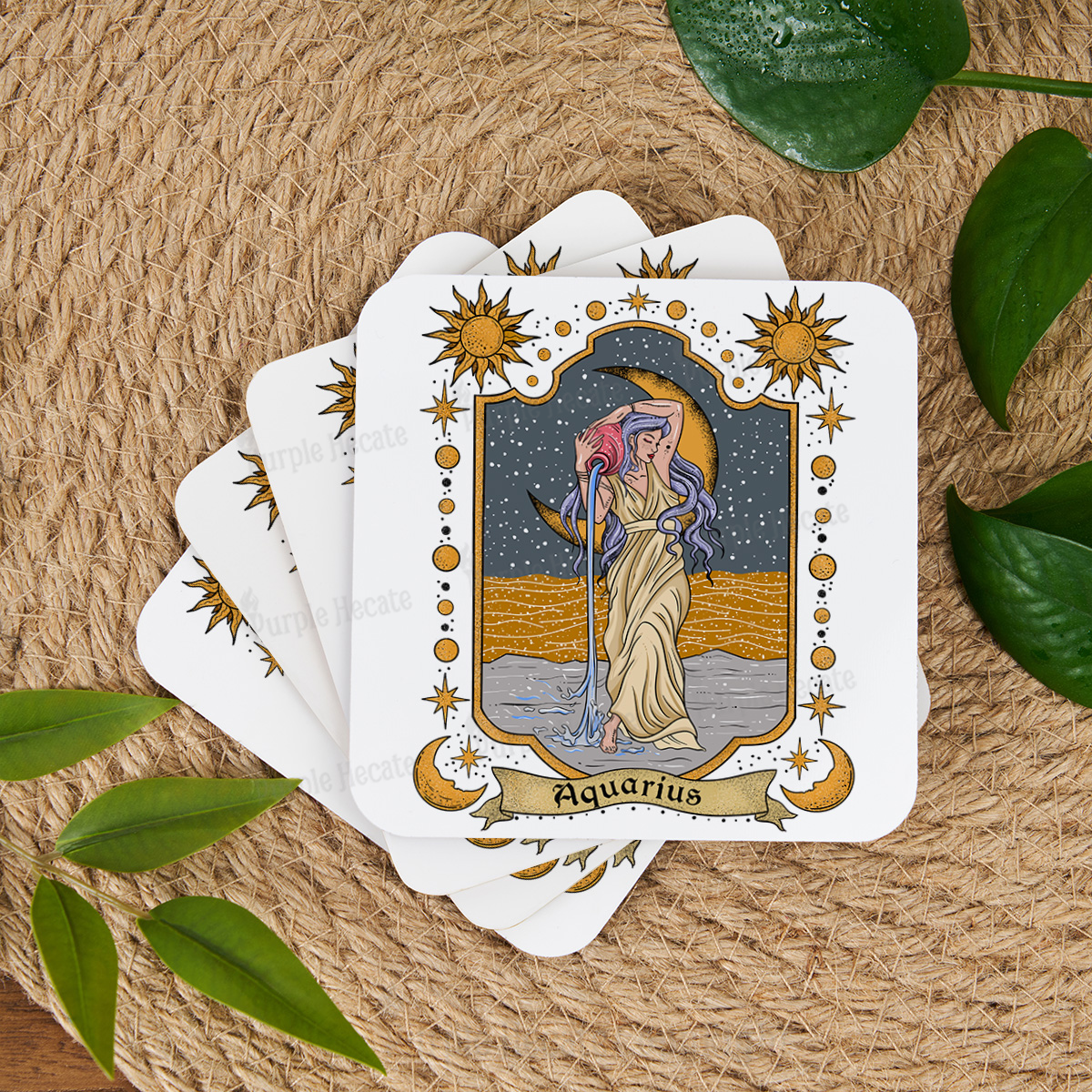 Purplehecate Aquarius Zodia Coaster
