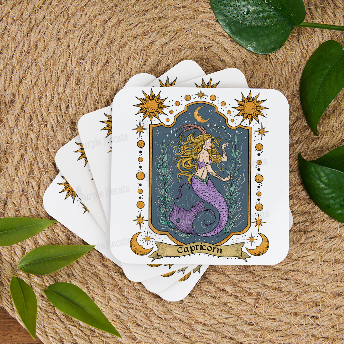 Purplehecate Capricorn Zodiac Coaster