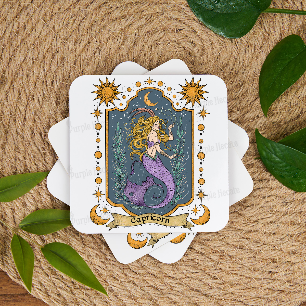 Purplehecate Capricorn Zodiac Coaster