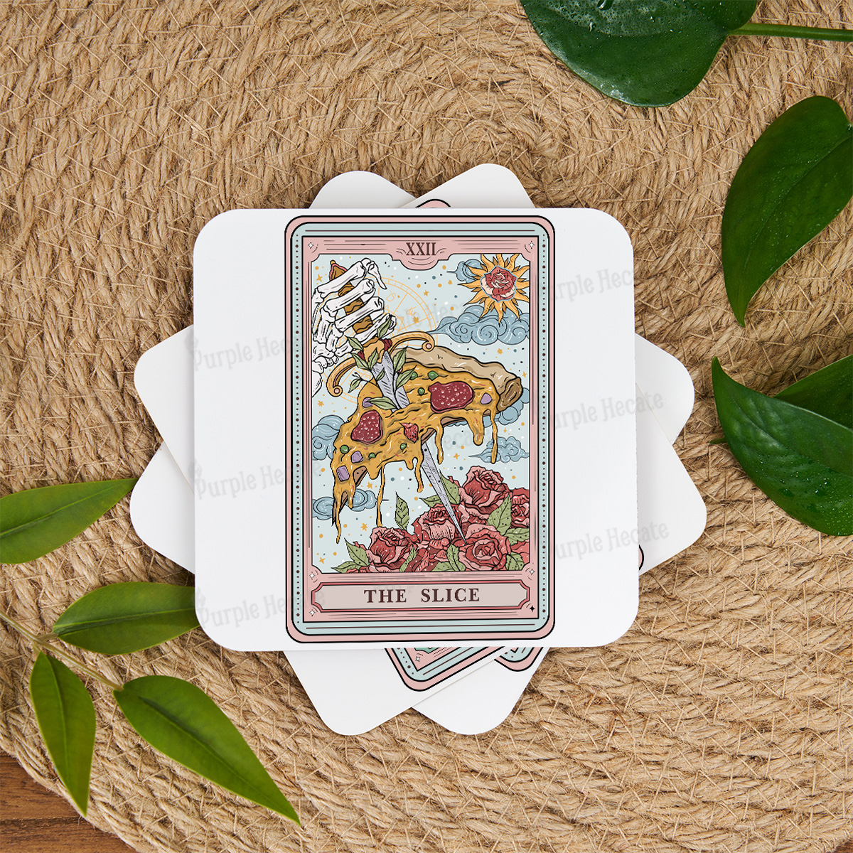 Purplehecate The Slice Food Tarot Coaster