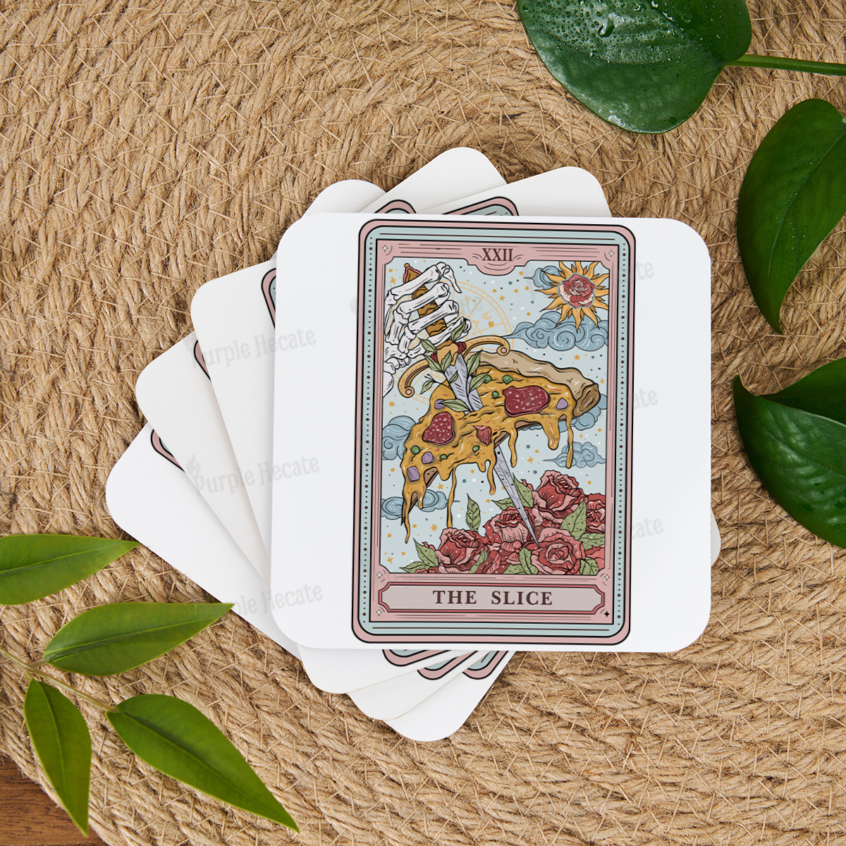 Purplehecate The Slice Food Tarot Coaster