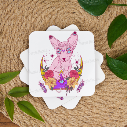 Purplehecate Moon Phase Cat Coaster