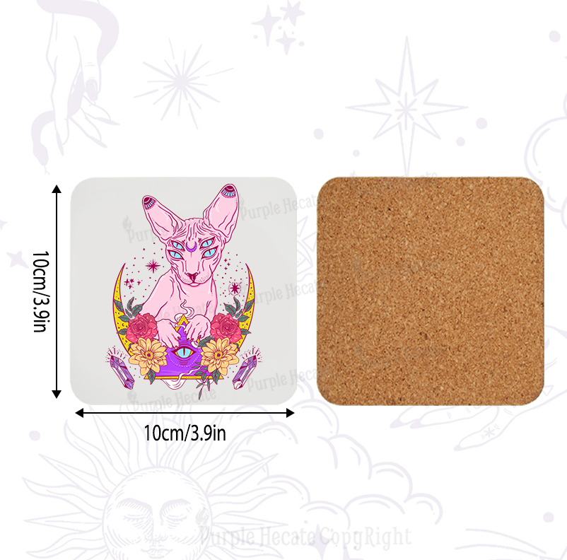 Purplehecate Moon Phase Cat Coaster
