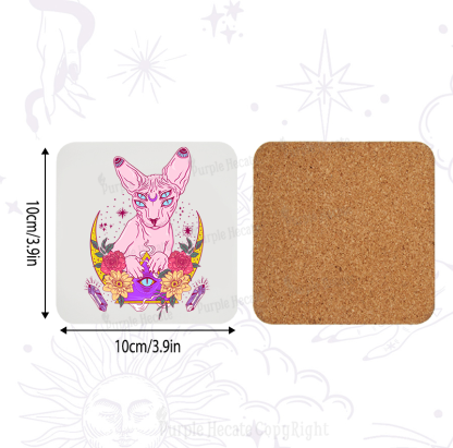 Purplehecate Moon Phase Cat Coaster