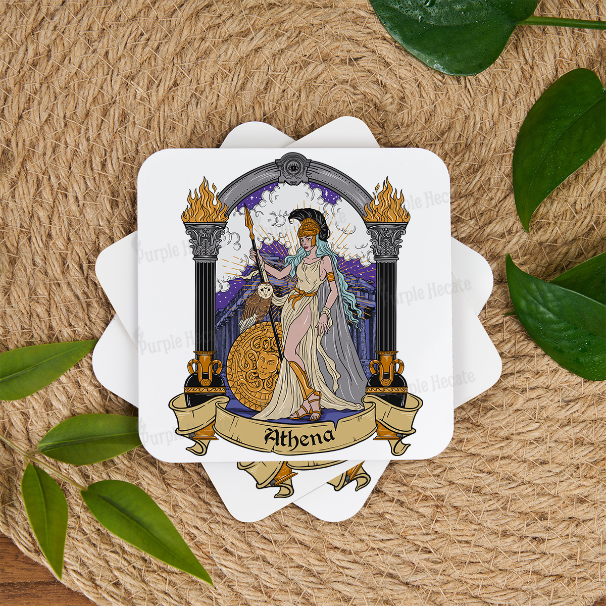 Purplehecate The Wise Goddess Athena Coaster