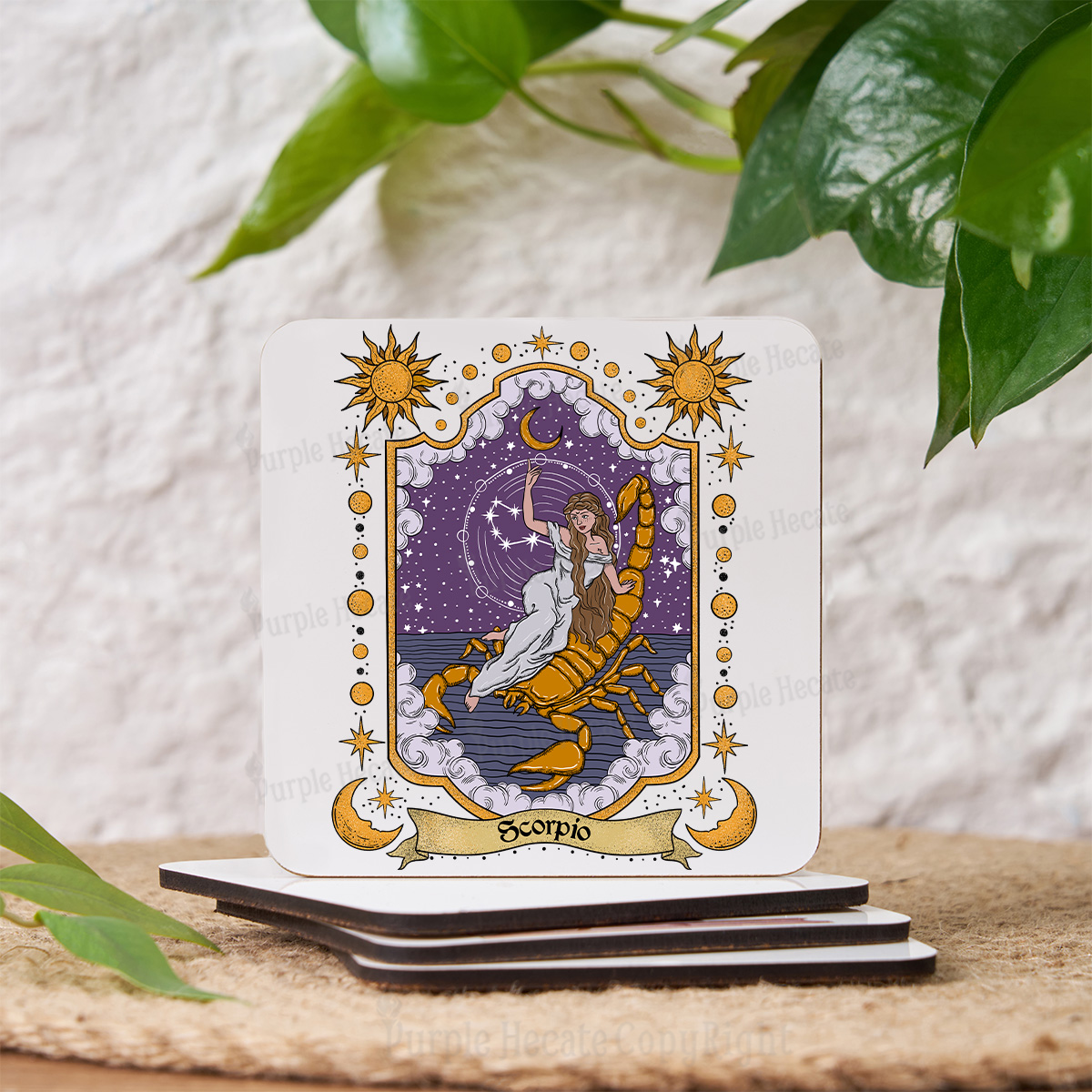 Purplehecate Scorpio Zodiac Coaster