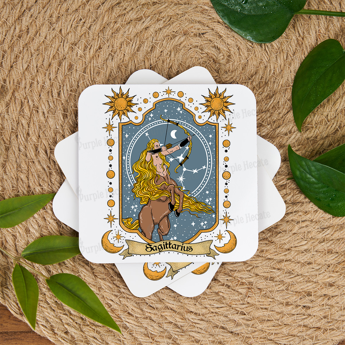 Purplehecate Sagittarius Zodiac Coaster