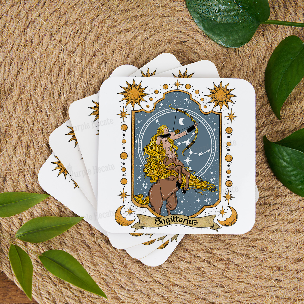 Purplehecate Sagittarius Zodiac Coaster