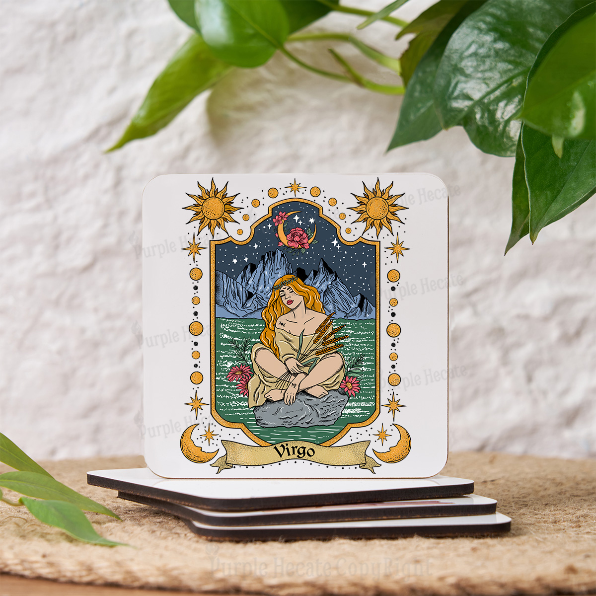 Purplehecate Virgo Zodiac Coaster