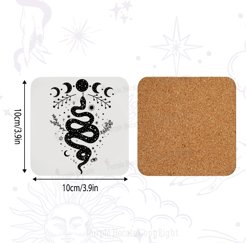 Purplehecate Snake And Moon Phase Comfort Coaster