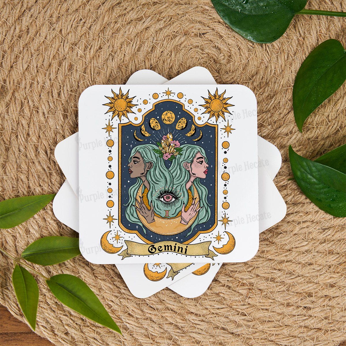 Purplehecate Gemini Zodiac Coaster