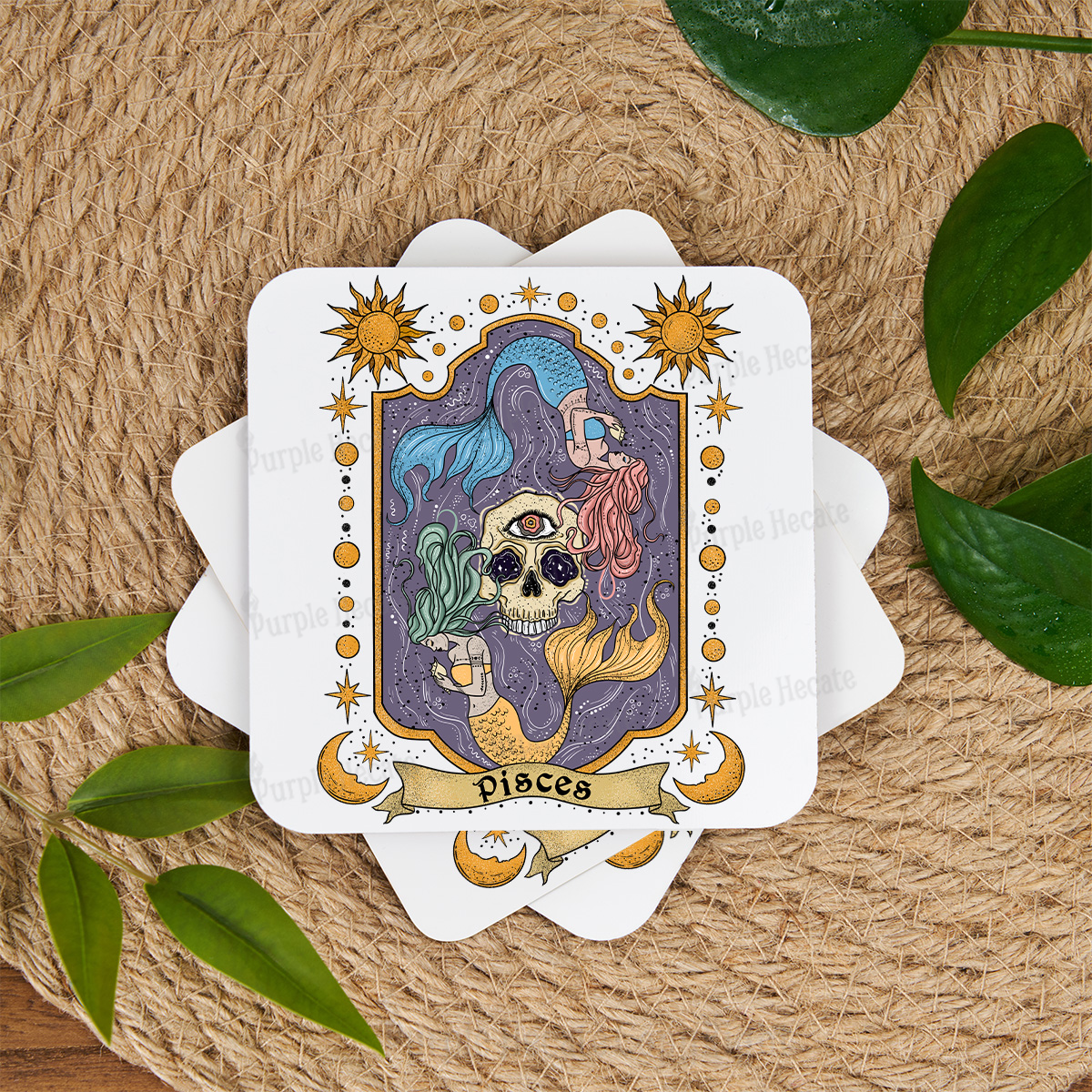 Purplehecate Pisces Zodiac Coaster