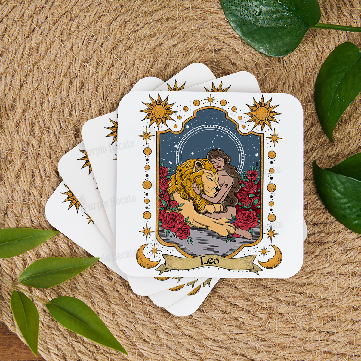 Purplehecate Leo Zodiac Coaster