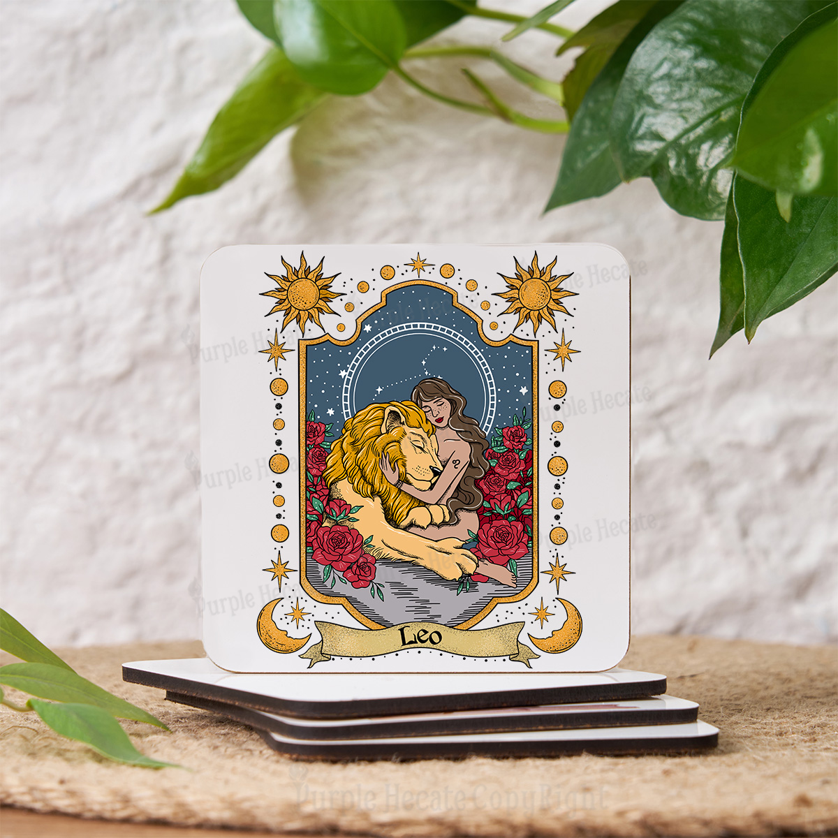 Purplehecate Leo Zodiac Coaster