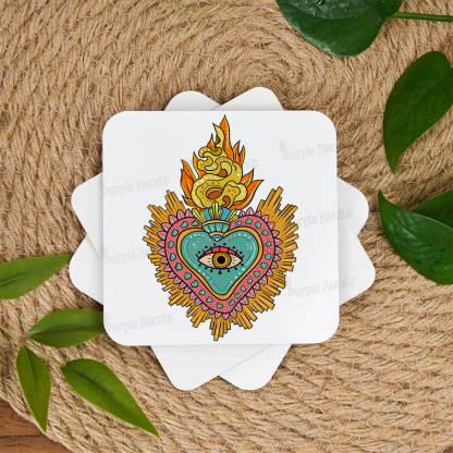 Purplehecate Rainbow Sacred Heart Coaster