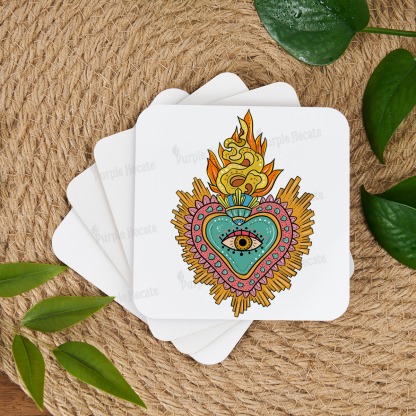 Purplehecate Rainbow Sacred Heart Coaster