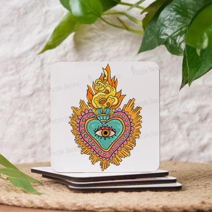 Purplehecate Rainbow Sacred Heart Coaster