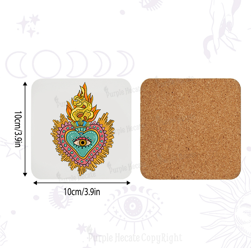 Purplehecate Rainbow Sacred Heart Coaster