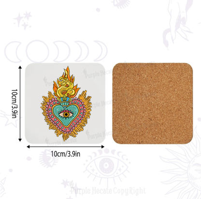 Purplehecate Rainbow Sacred Heart Coaster