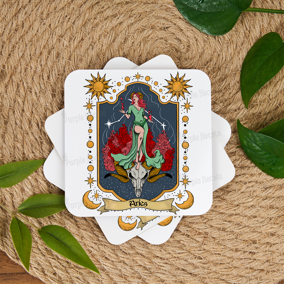 Purplehecate Aries Zodiac Coaster