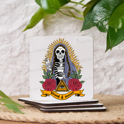 Purplehecate Blessed And Stressed Coaster