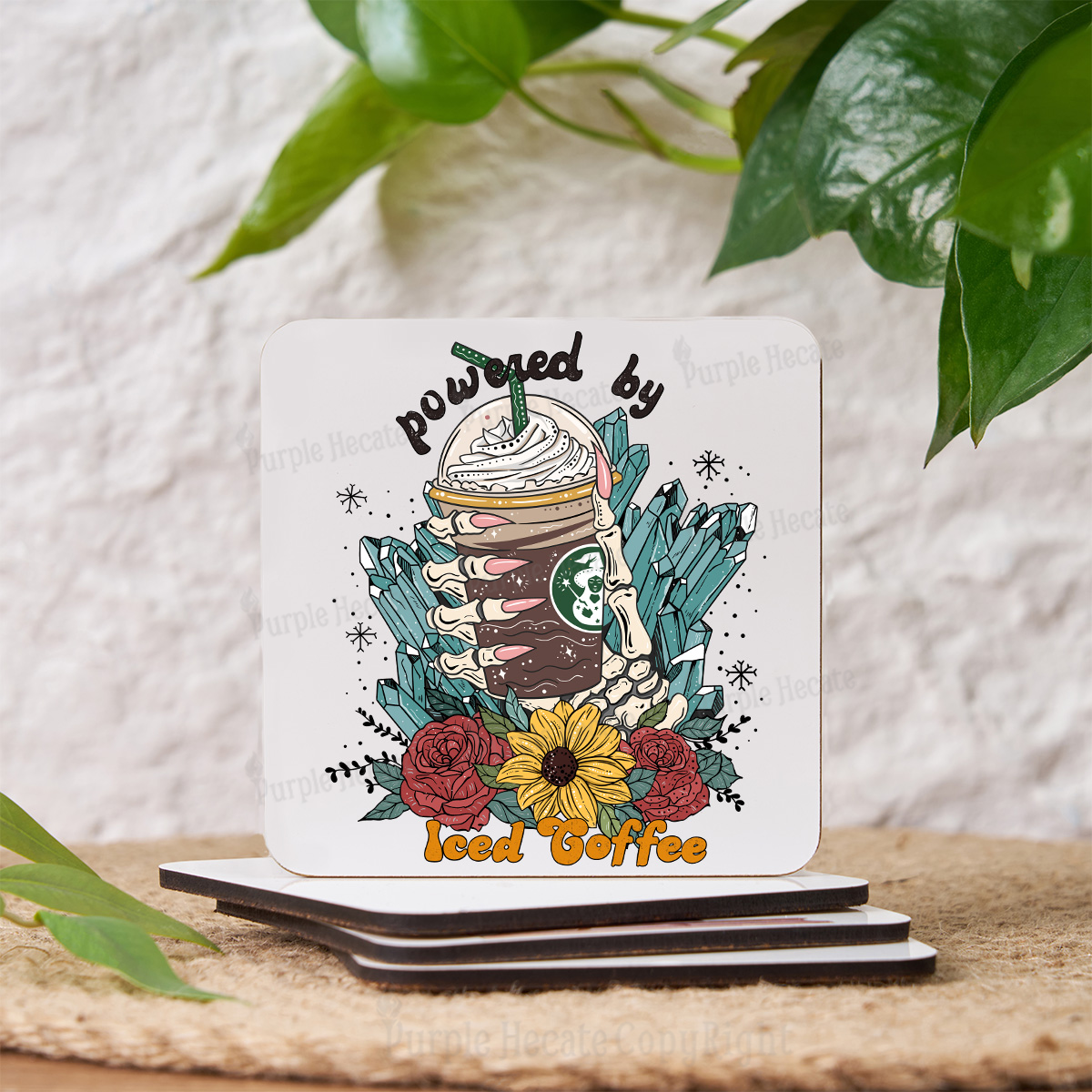 Purplehecate Powered By Ice Coffee Coaster