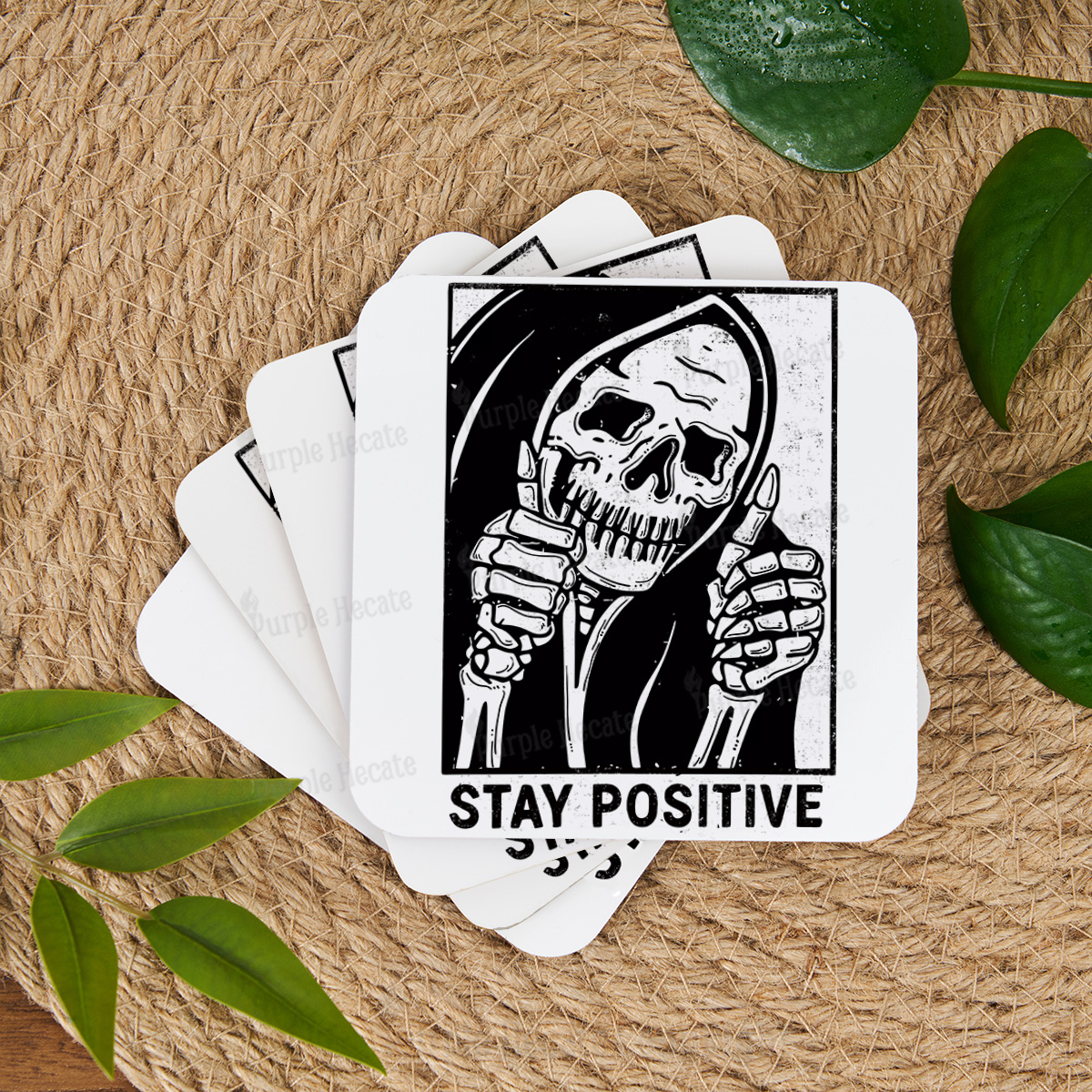 Purplehecate Stay Positive Coaster