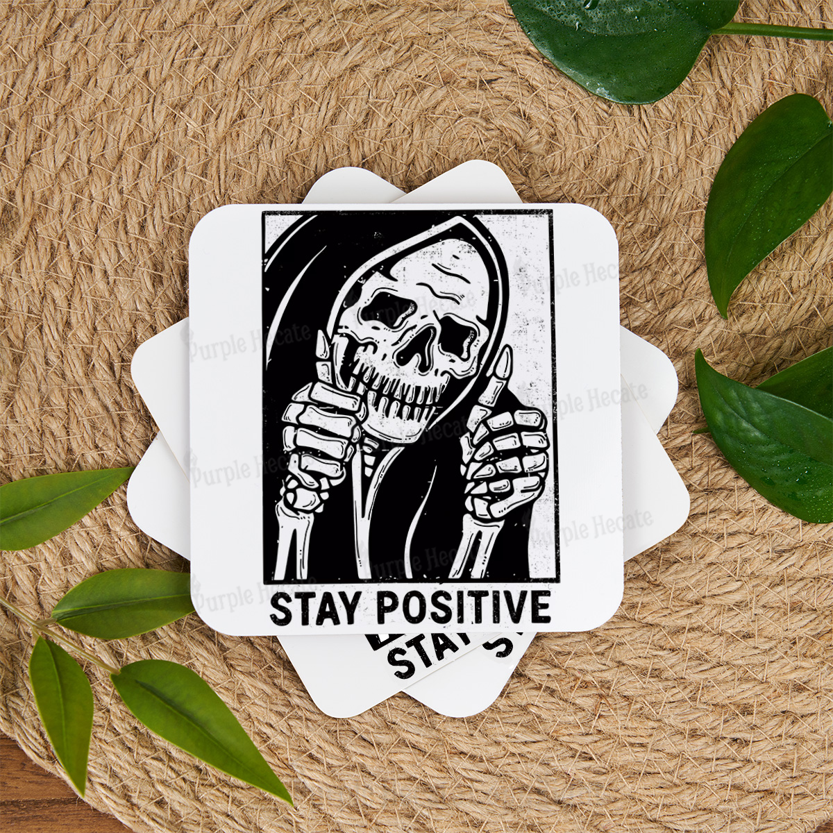 Purplehecate Stay Positive Coaster