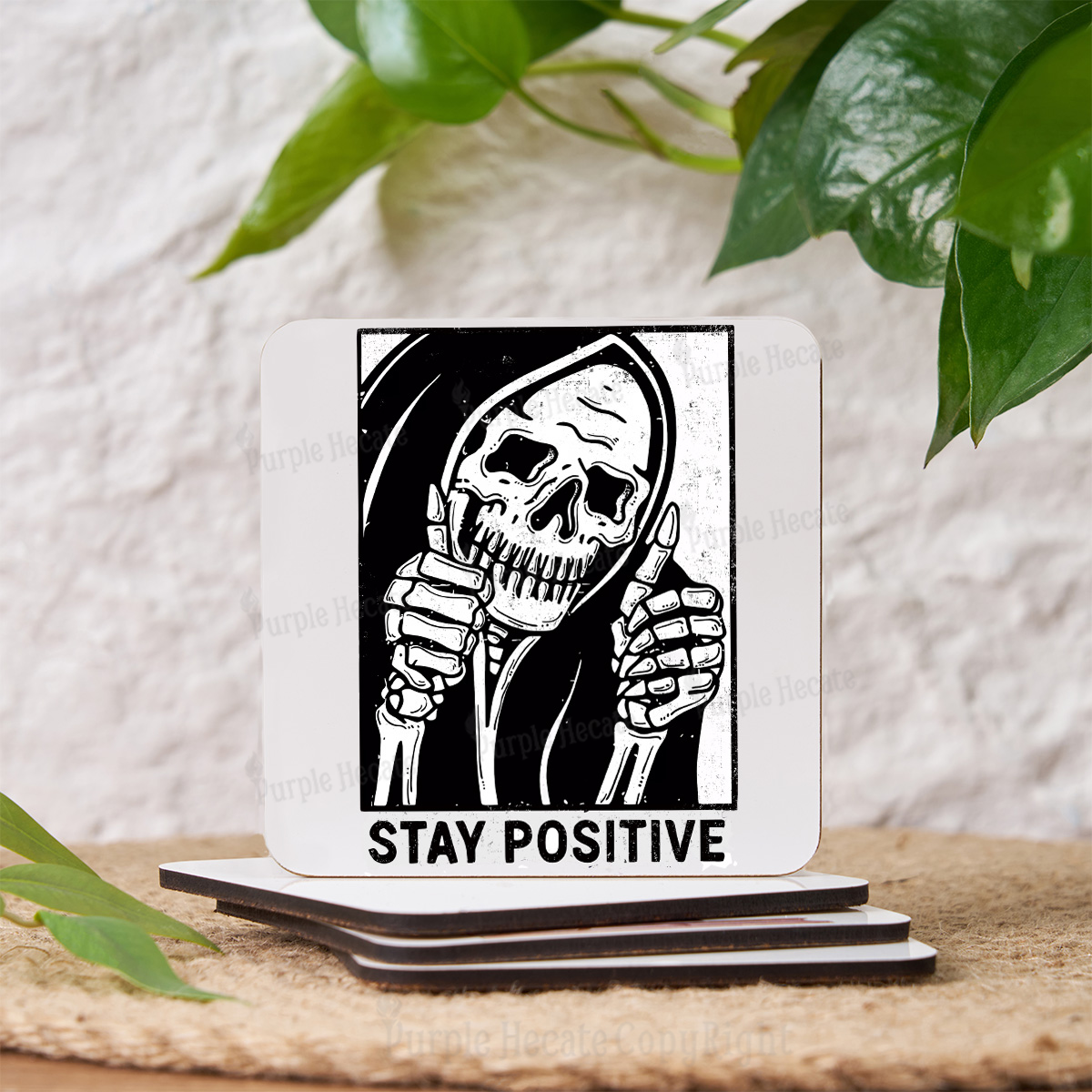 Purplehecate Stay Positive Coaster