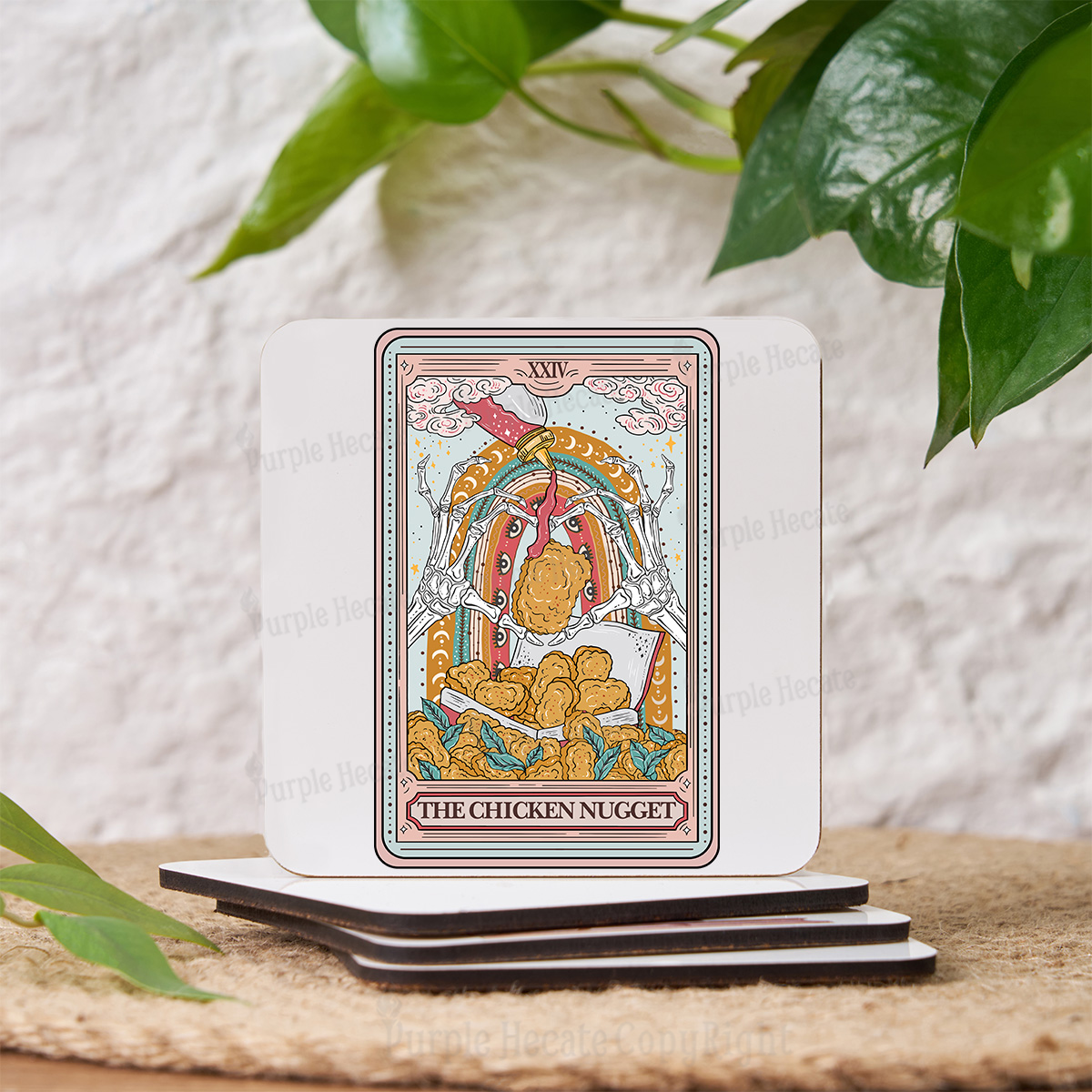 Purplehecate The Chicken Nugget Food Tarot Coaster