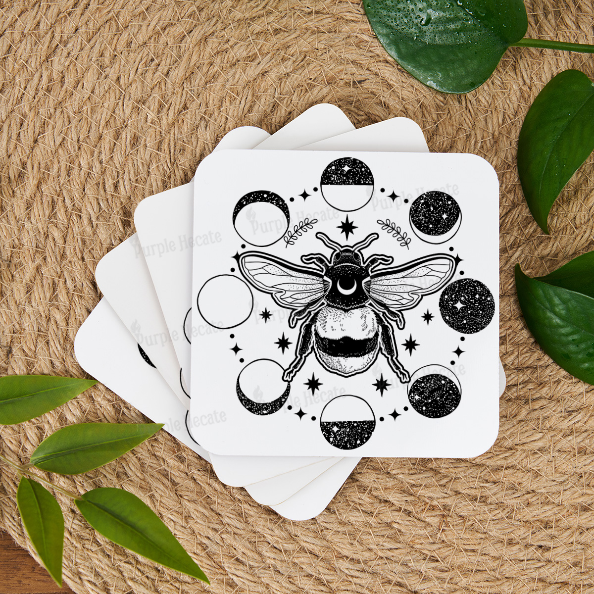 Purplehecate Moon Bee Coaster