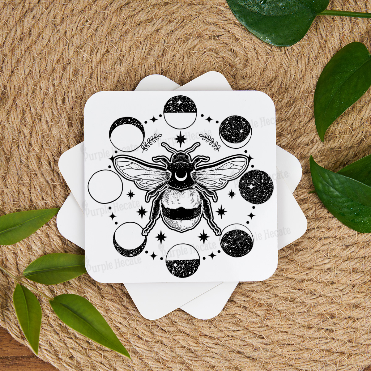 Purplehecate Moon Bee Coaster