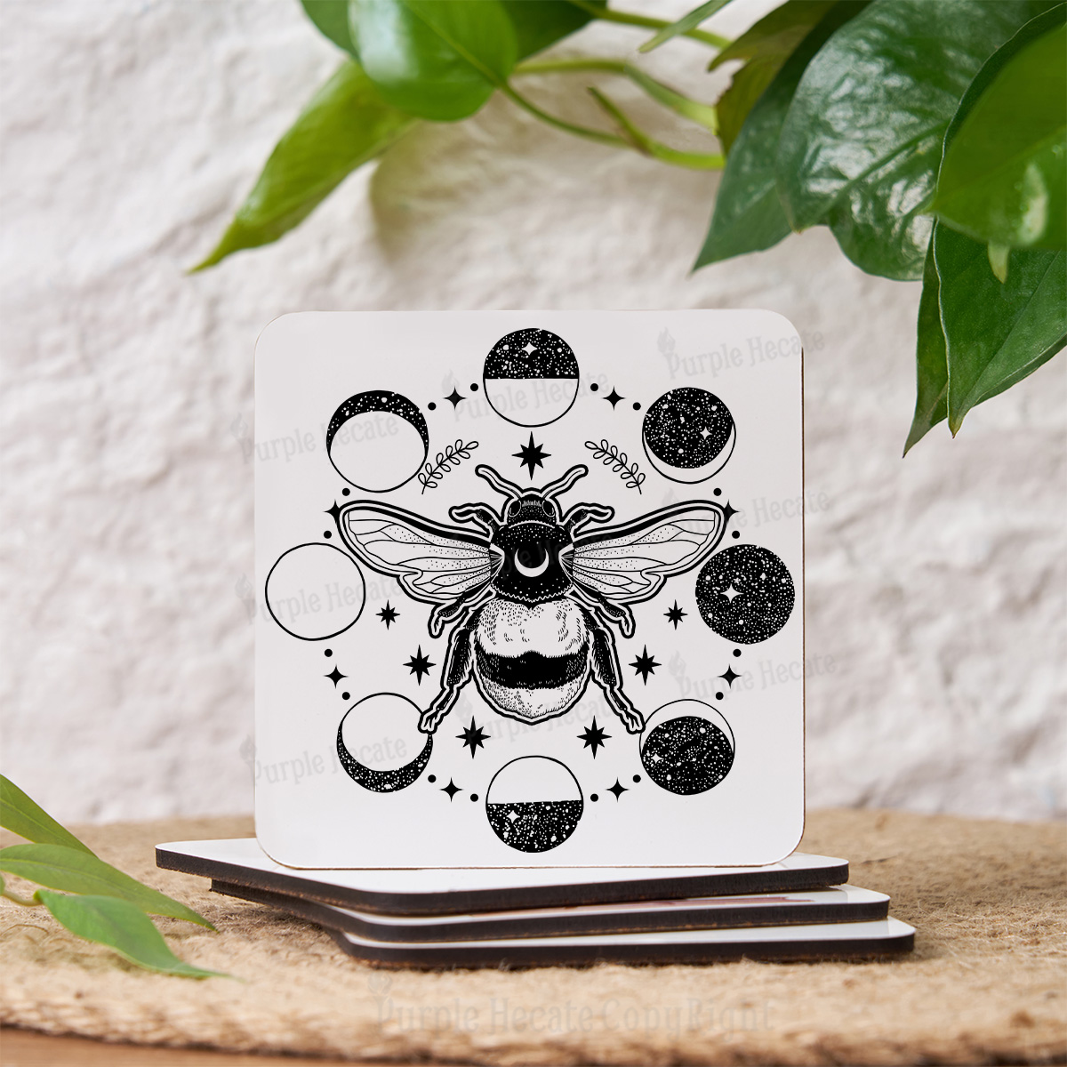 Purplehecate Moon Bee Coaster