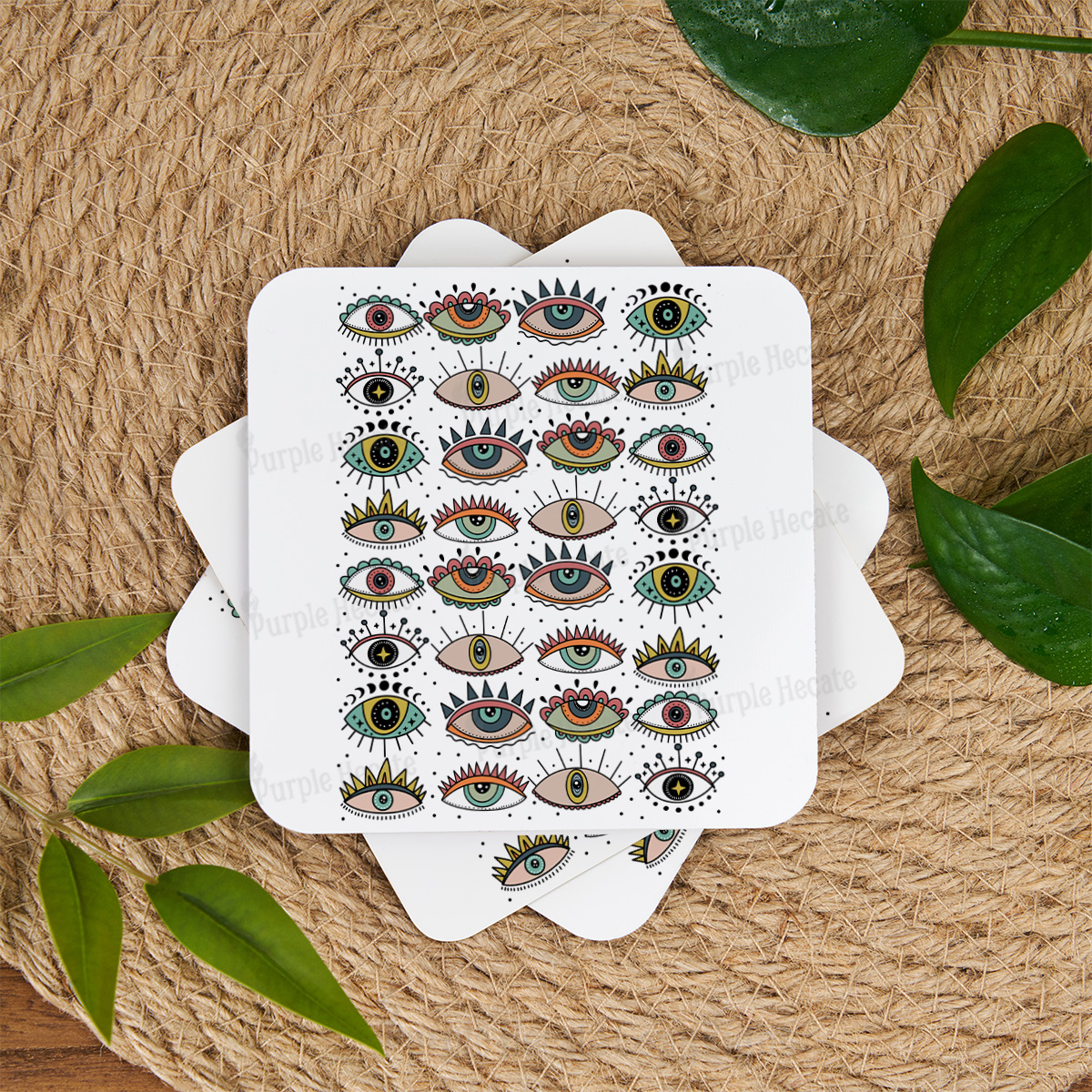 Purplehecate Evil Eye Pattern Coaster