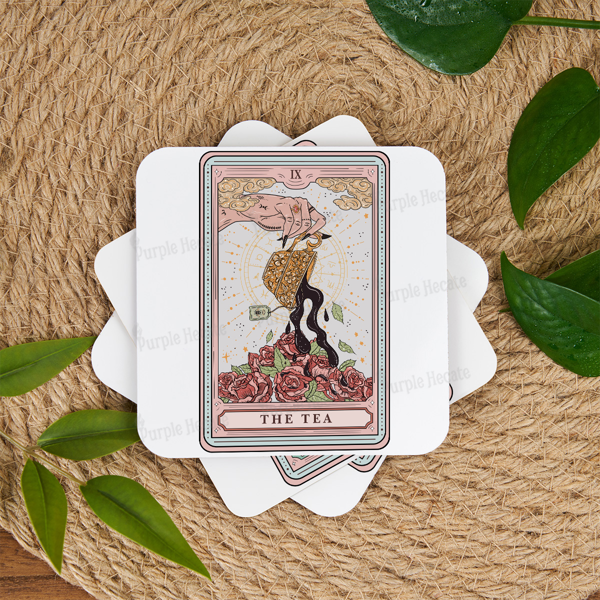 Purplehecate The Tea Food Tarot Coaster
