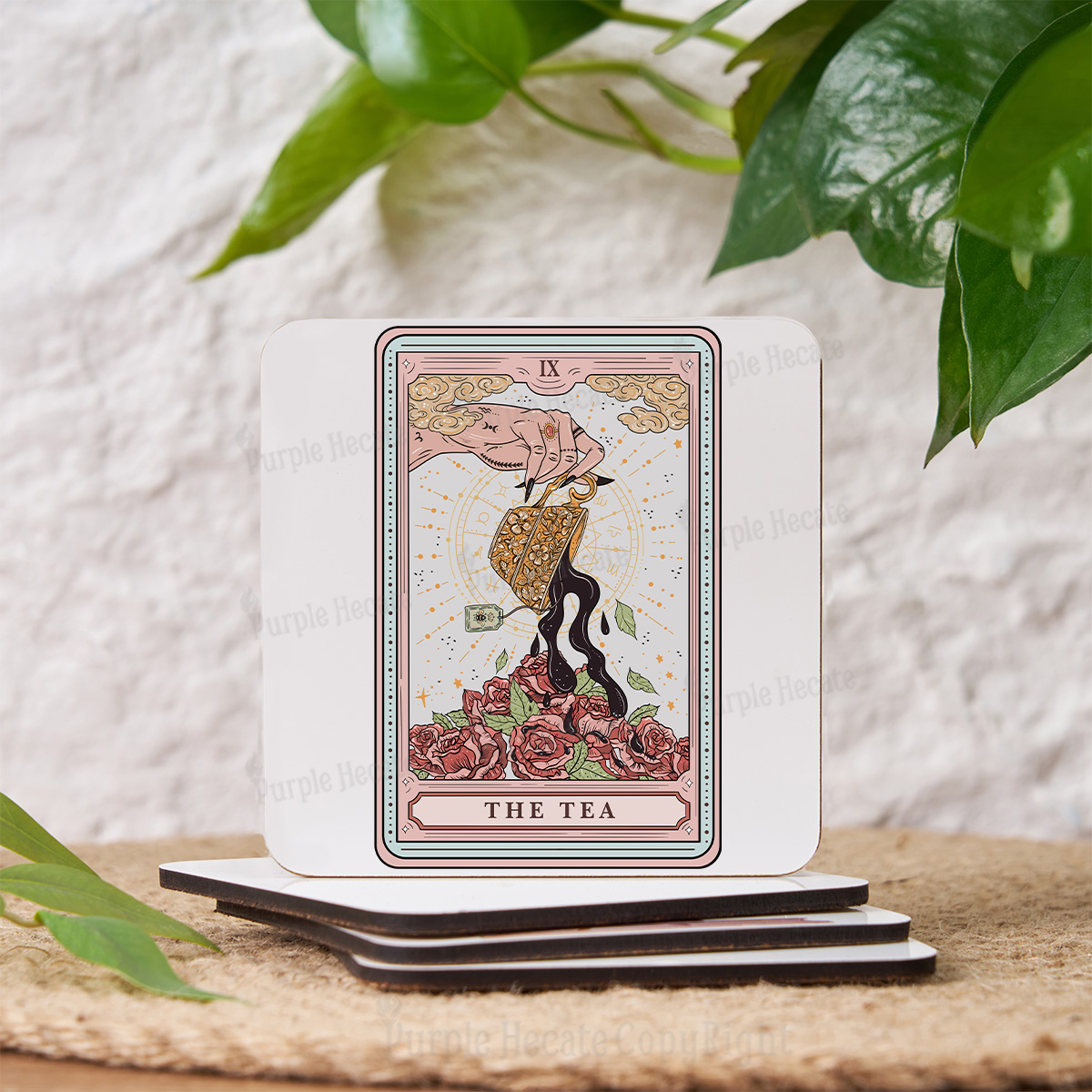 Purplehecate The Tea Food Tarot Coaster