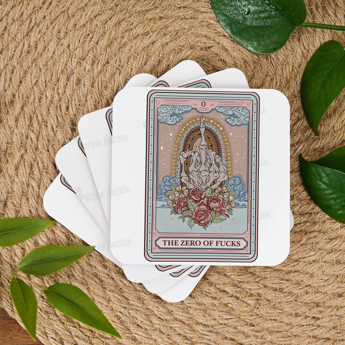 Purplehecate The Zero Of Fucks Tarot Coaster