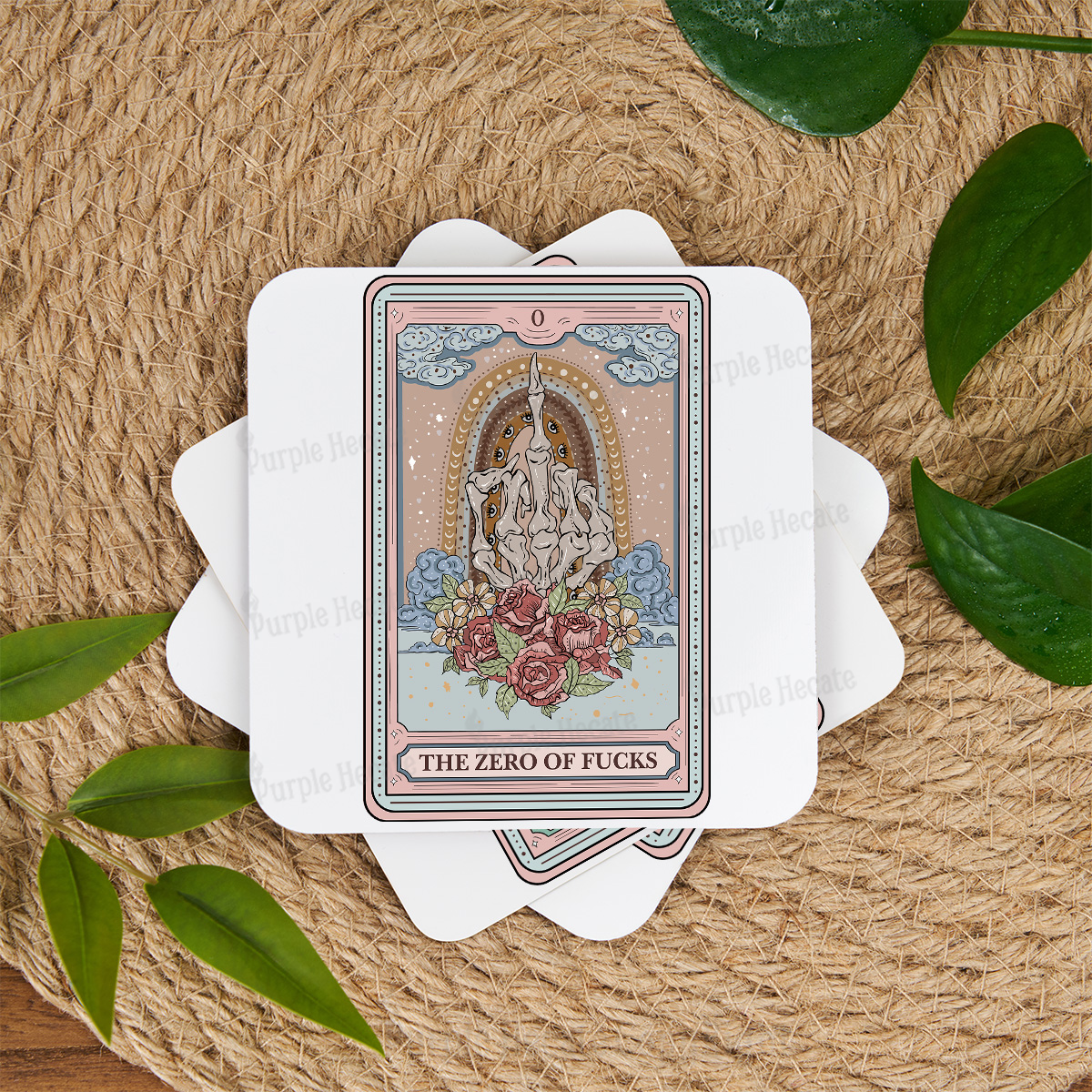 Purplehecate The Zero Of Fucks Tarot Coaster