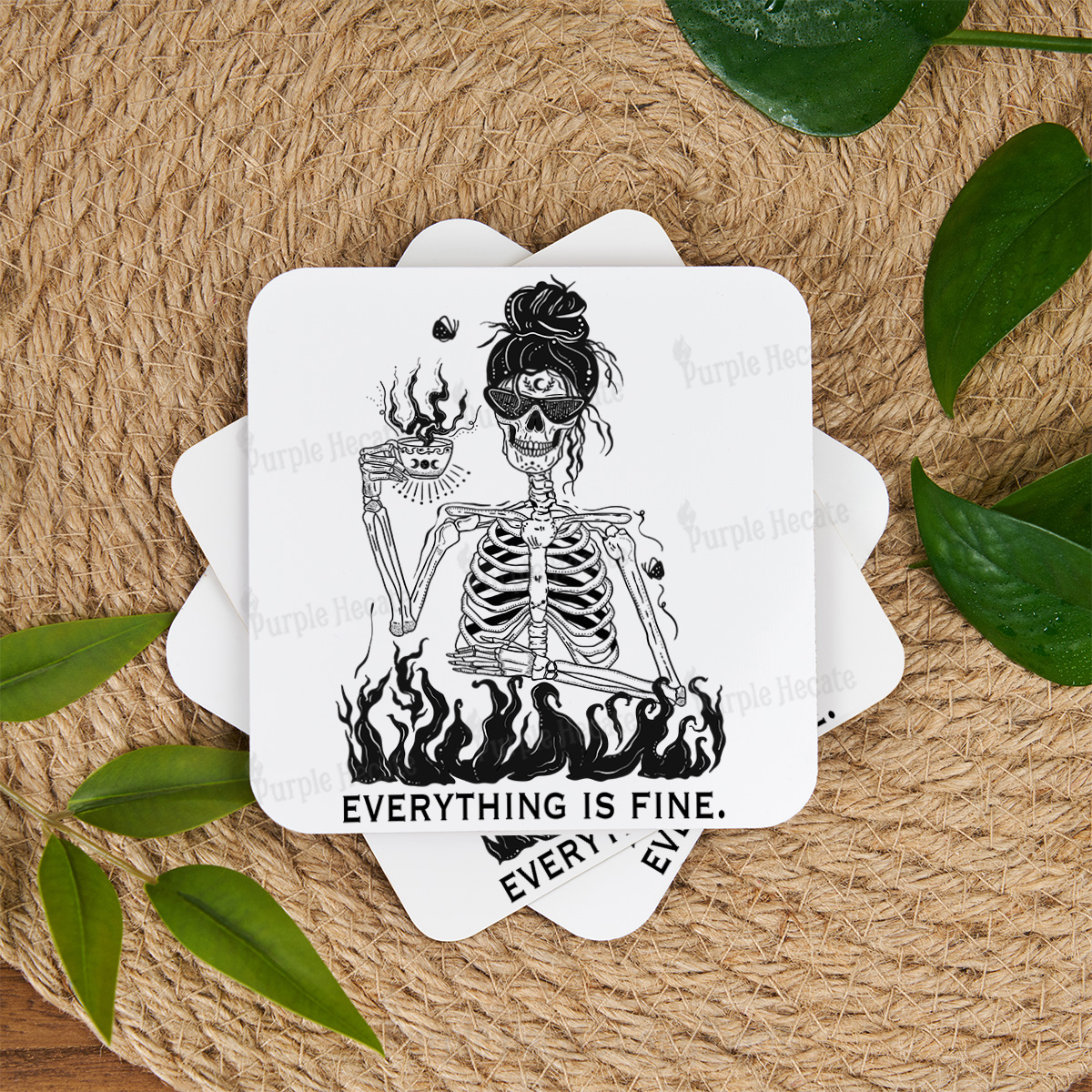 Purplehecate Everything Is Fine Coaster