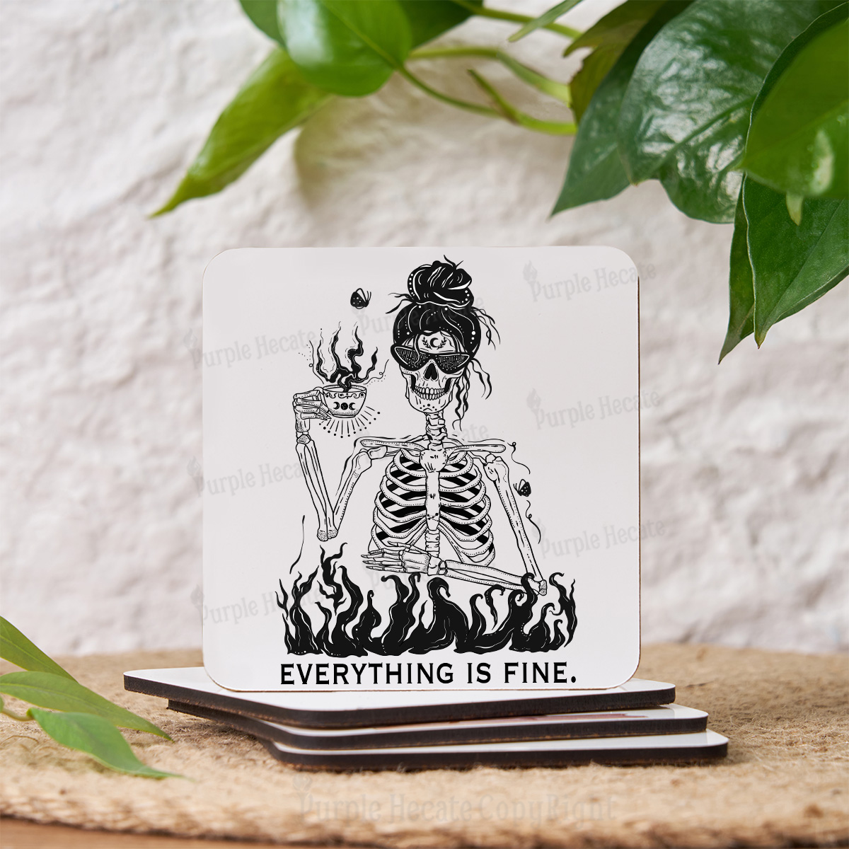 Purplehecate Everything Is Fine Coaster