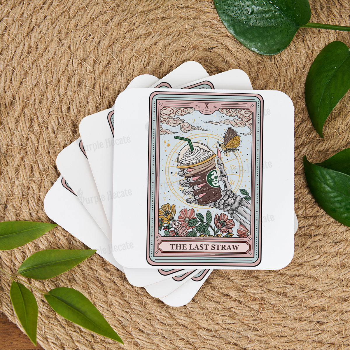 Purplehecate The Last Straw Food Tarot Coaster