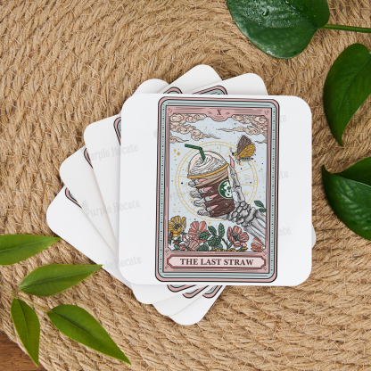 Purplehecate The Last Straw Food Tarot Coaster
