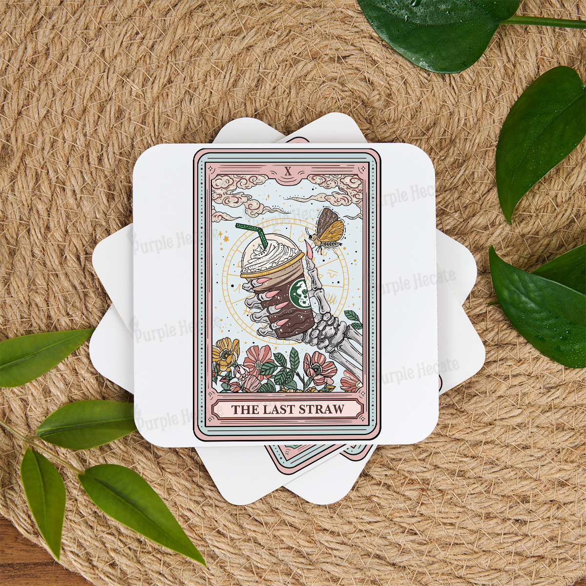 Purplehecate The Last Straw Food Tarot Coaster