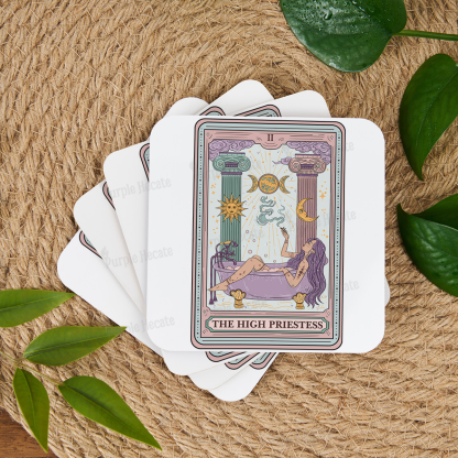 Purplehecate The High Priestess Tarot Coaster
