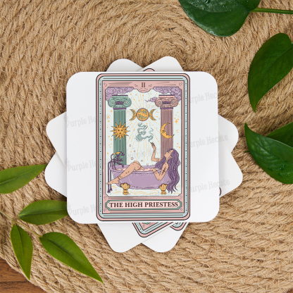 Purplehecate The High Priestess Tarot Coaster
