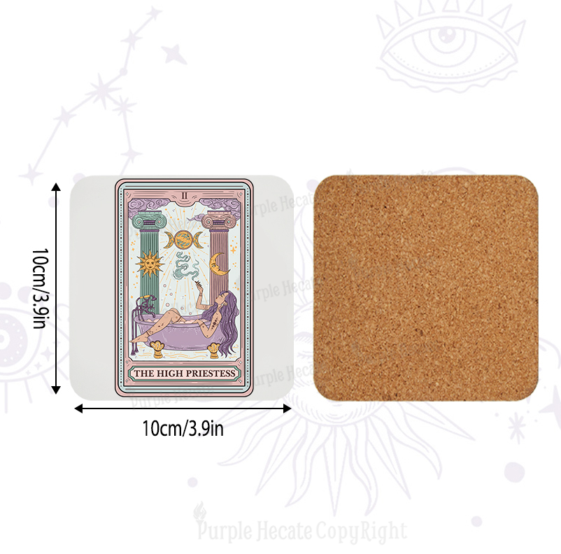 Purplehecate The High Priestess Tarot Coaster